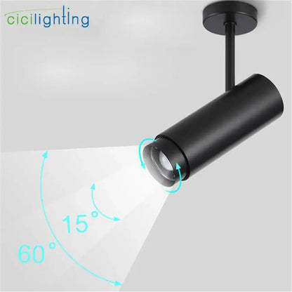 Industrial black adjustable focus track spotlights with 15 to 60 degree beam angle for living room decorbites lighting