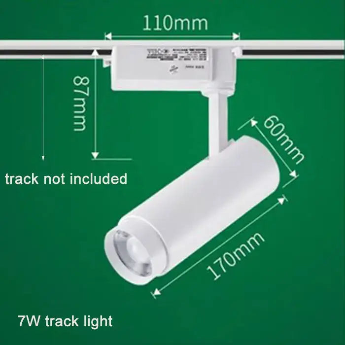 White cylindrical 7w track spotlight with sleek modern design and adjustable arm for decorbites adjustable focus lighting