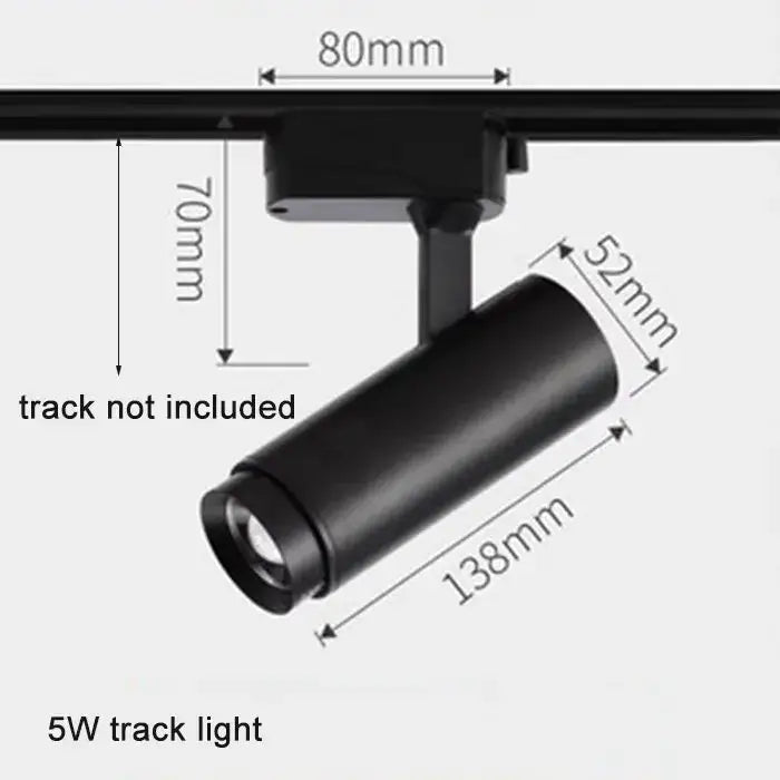 Black matte finished 5w industrial track spotlights with cylindrical body and decorbites adjustable focus for living room lighting
