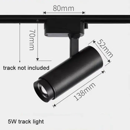 Black matte finished 5w industrial track spotlights with cylindrical body and decorbites adjustable focus for living room lighting