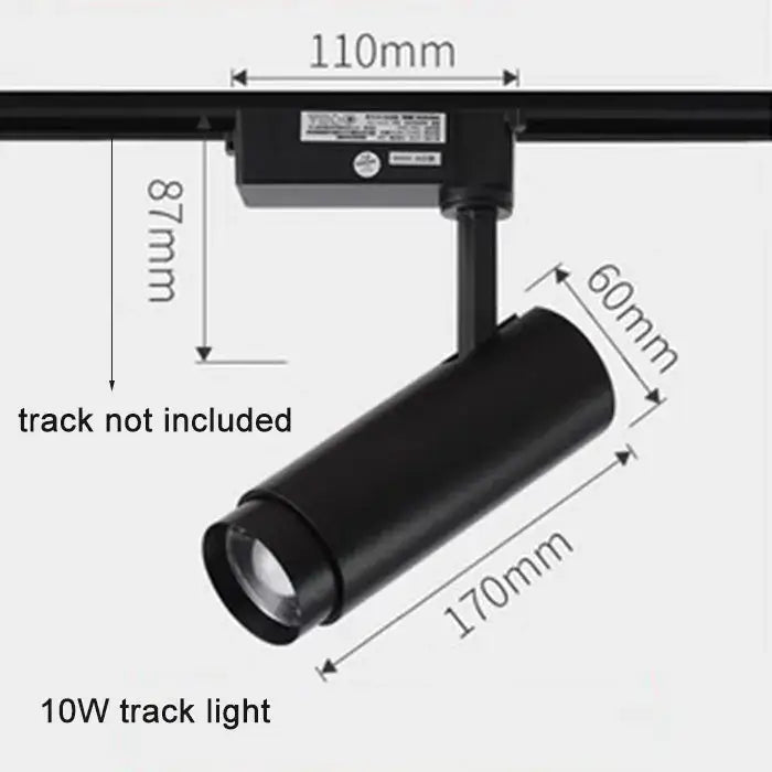 Black cylindrical 10w track spotlights with sleek matte finish and adjustable focus for modern living room decorbites lighting