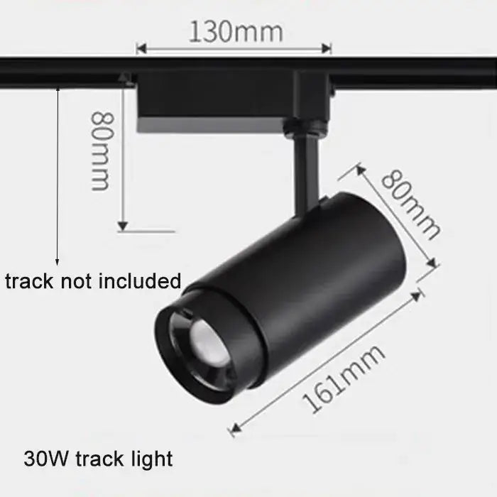Black cylindrical 30w track spotlights with matte finish and adjustable focus by decorbites for living room decor