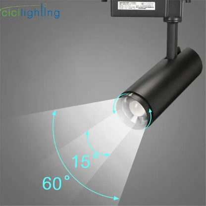 Black cylindrical industrial track spotlights with adjustable focus by decorbites for living room lighting