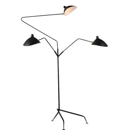 Industrial black adjustable spider arm floor lamp with sleek articulated metal arms and conical shades for living room decorbites floor lamp