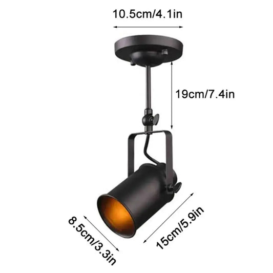 Industrial black and amber adjustable ceiling lamp with matte finish and warm interior for dining room decorbites industrial vintage style