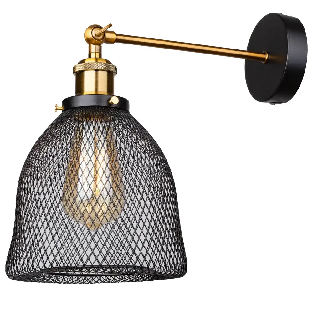 Industrial black and brass led cage wall sconce with exposed filament bulb perfect for decorbites industrial led light decor