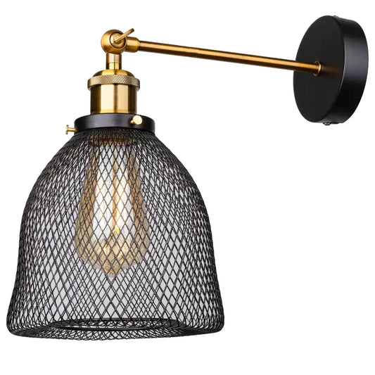Industrial black and brass led cage wall sconce with exposed filament bulb perfect for decorbites industrial led light decor