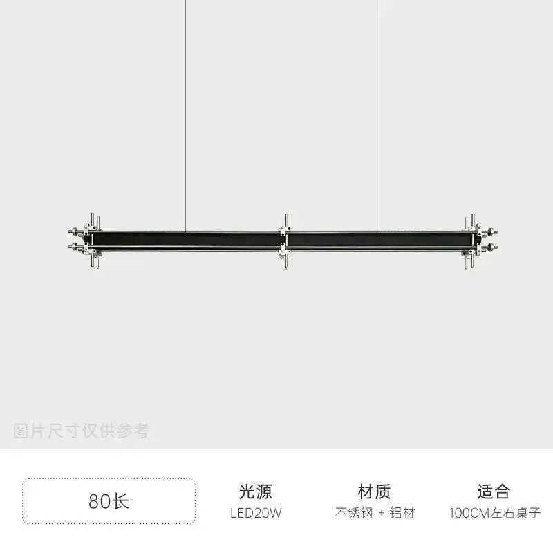 Black rectangular led pendant chandelier with stainless steel and aluminum construction for industrial style decorbites
