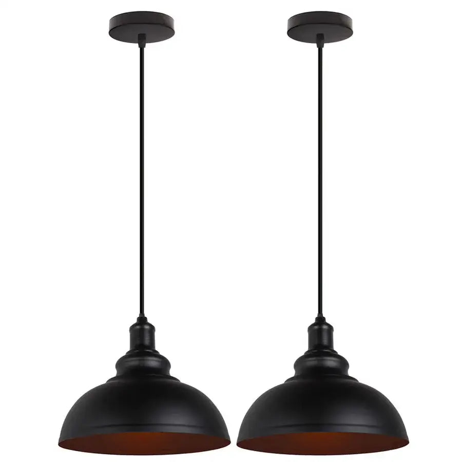 Industrial black and copper pendant lights set of 2 with matte finish and copper-lined interiors for dining room decorbites industrial loft iron