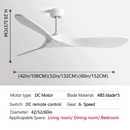 White ceiling fan with sleek modern abs blades for industrial black and dark wood vintage ceiling fan bedroom use