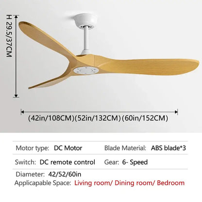 Modern ceiling fan with three light wood-colored abs blades and white motor housing for vintage ceiling fan bedroom use