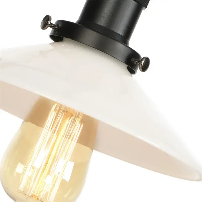 White ceramic pendant light with black metal fixture and exposed edison bulb for decorbites led wall lights bedroom sconce