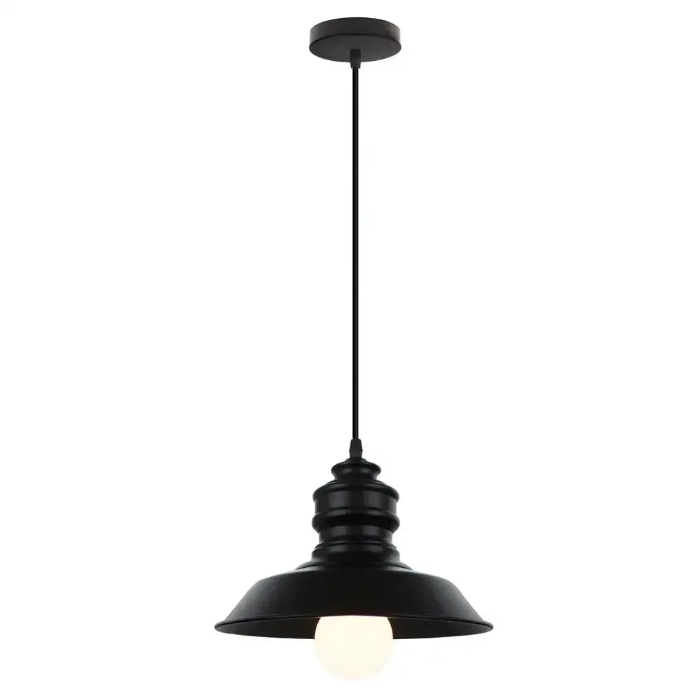 Black metal and brass iron pendant light with vintage industrial design and frosted glass bulb for kitchen lighting decorbites iron pendant