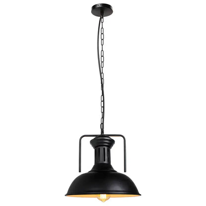 Industrial black and brass iron pendant light with matte finish dome shade and chain suspension for kitchen lighting decorbites iron pendant