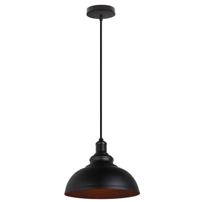 Industrial black and brass iron pendant light with matte finish and copper-lined interior for kitchen lighting decorbites iron pendant