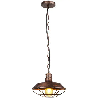 Industrial black and brass iron pendant light with copper finish and wire cage bulb ideal for kitchen lighting decorbites iron pendant