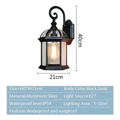Industrial black bronze wall lamp outdoor lantern with clear glass panels aluminum decorbites black bronze wall lamp