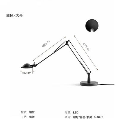 Industrial black chrome rocker arm desk light with black matte aluminum finish and led source for office tasks decorbites industrial black