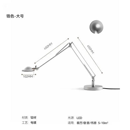 Silver aluminum desk light with adjustable rocker arm and led lighting from decorbites industrial black collection