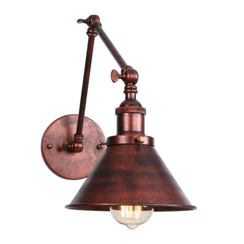 Copper-finished industrial-style wall sconce with adjustable arm and conical shade for decorbites black copper vintage decor