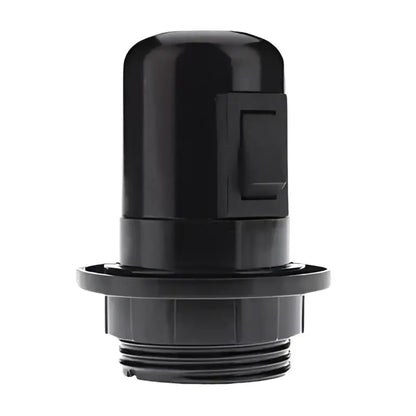 Black plastic industrial lamp holder with e27 base bulb socket and rectangular side switch for bedroom use