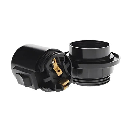 Industrial black e27 base bulb socket lamp holder with gold-colored metal contacts for bedroom switch use
