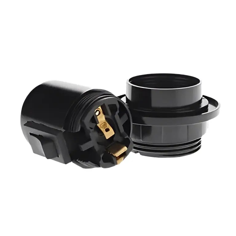Industrial black e27 base bulb socket lamp holder with gold-colored metal contacts for bedroom switch use