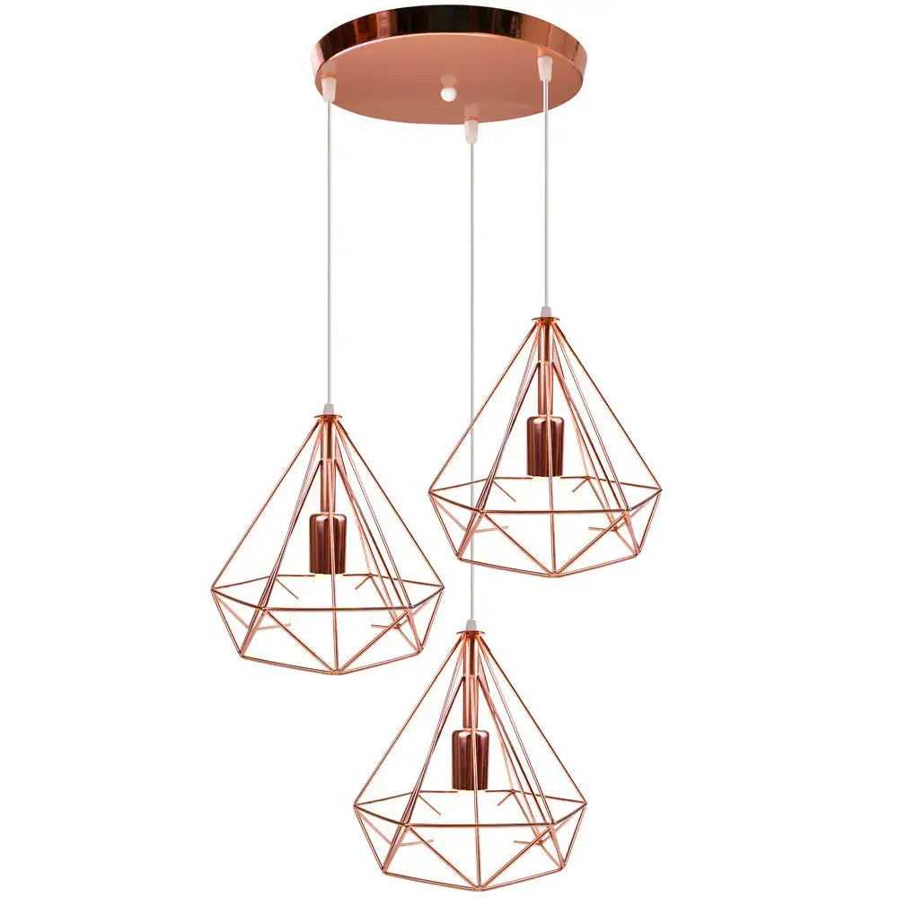 Copper-toned industrial led pendant light with geometric faceted design for dining room decorbites industrial led