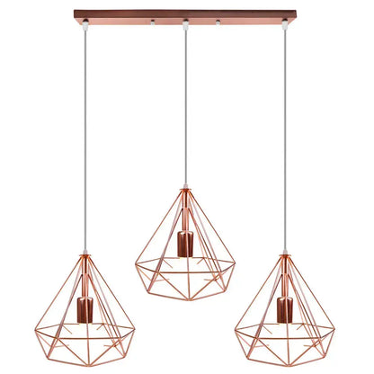 Copper-toned decorbites industrial led pendant light with geometric faceted design for modern dining room decor