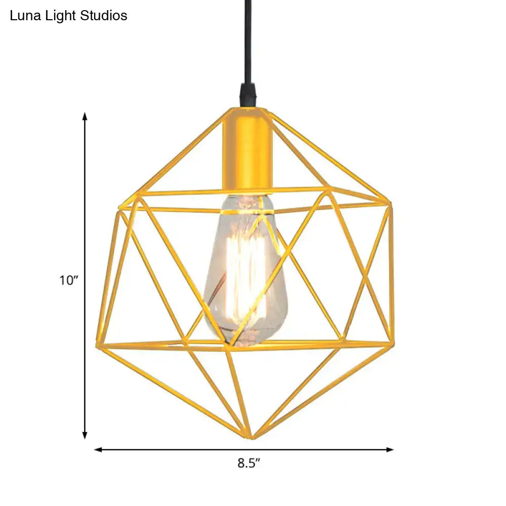 Decorbites industrial gold geometric cage pendant light with exposed edison bulb for kitchen island 220v-240v 110v-120v