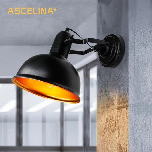 Industrial black and gold iron vintage wall lamp with matte finish and flexible arm for adjustable bedroom lighting decorbites iron vintage