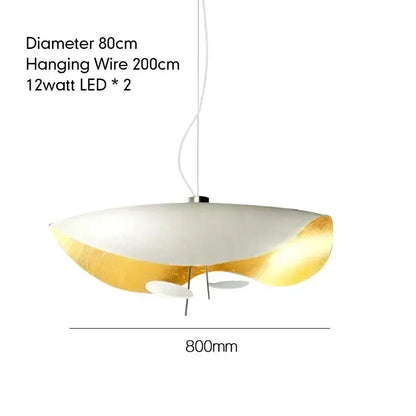 Modern decorbites lederam manta pendant light with white matte disc design and gold leaf accents for dining room decor