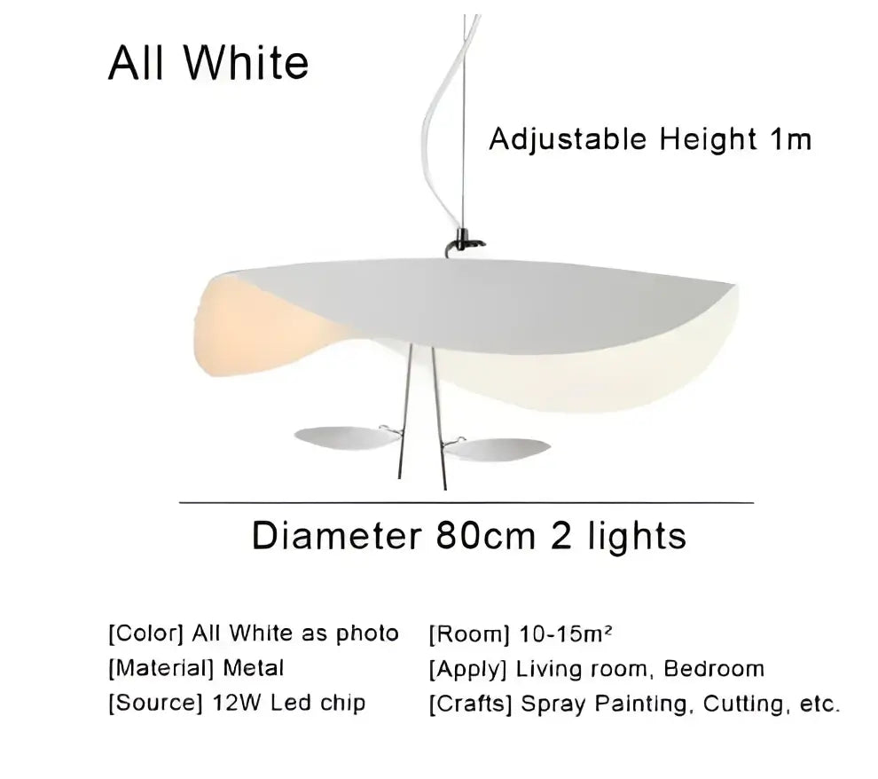White metal led pendant light with modern sculptural design and adjustable height for dining room decorbites lederam manta