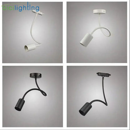 Industrial black gooseneck track lighting fixtures with flexible curved arms in white and black for clothing store decorbites industrial gooseneck