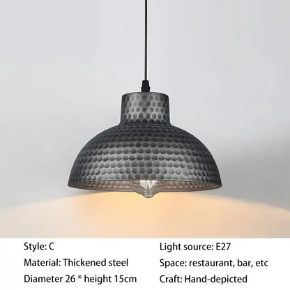 Industrial black hammered metal pendant lamp with exposed bulb for kitchen dining room decorbites industry style decor