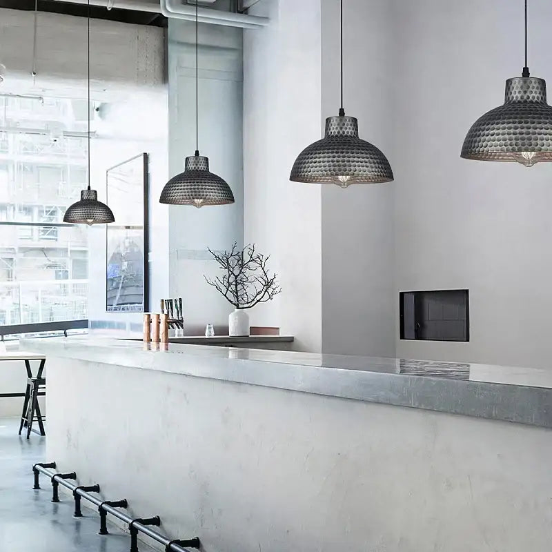Industrial black hammered metal pendant lamp with decorbites industry style pendant lights for kitchen dining room