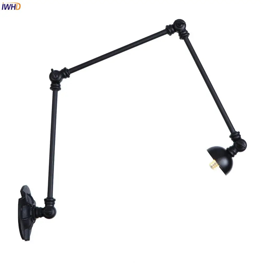 Industrial black iron adjustable wall sconce set of 3 with articulated arms and dome-shaped shades for decorbites industrial vintage use