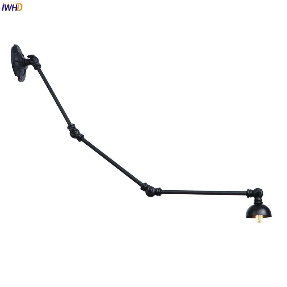 Industrial black iron adjustable wall sconce set of 3 with vintage bulb and articulated arms for decorbites industrial vintage style
