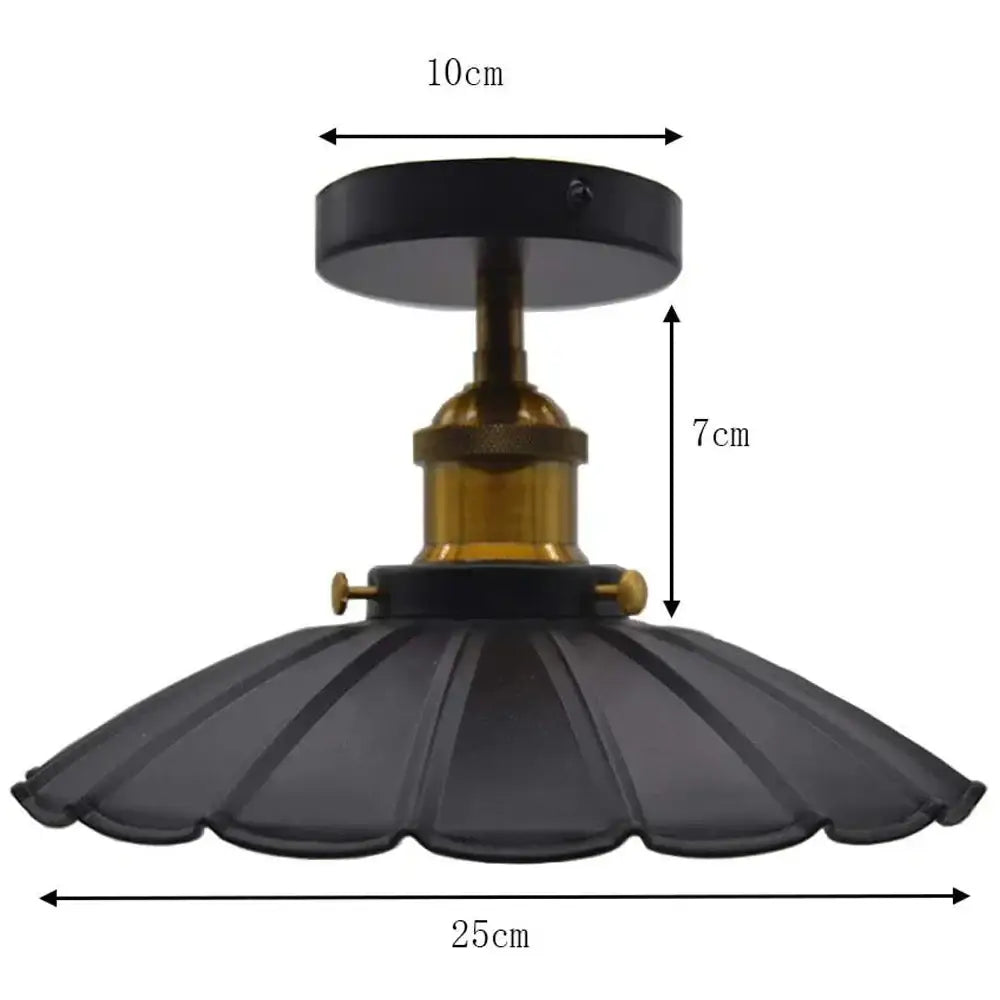 Industrial black iron aisle ceiling lamp with black fluted glass pendant and brass finish decorbites iron aisle