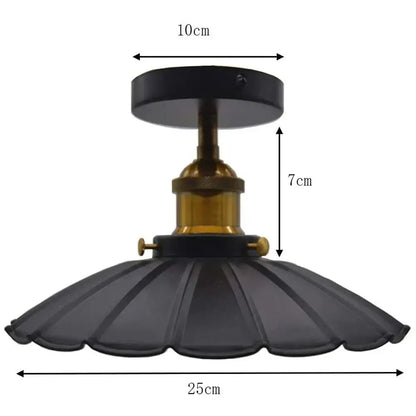 Industrial black iron aisle ceiling lamp with black fluted glass pendant and brass finish decorbites iron aisle