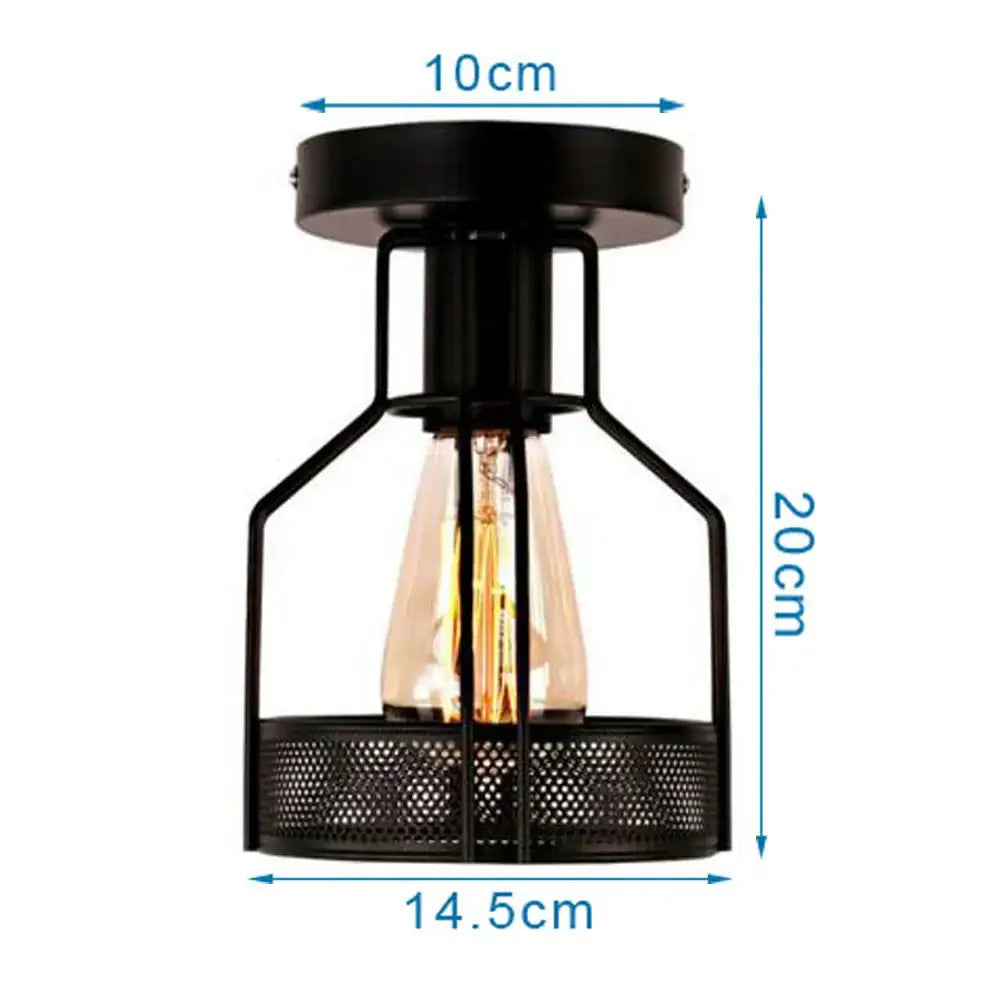 Black metal decorbites iron aisle ceiling lamp with clear glass and exposed filament bulb for industrial kitchen decor