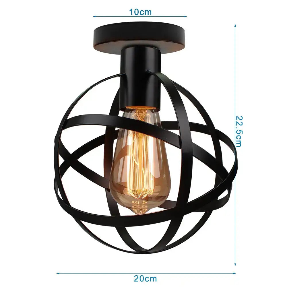 Black metal globe iron aisle ceiling lamp with exposed filament bulb for industrial decorbites iron aisle lighting