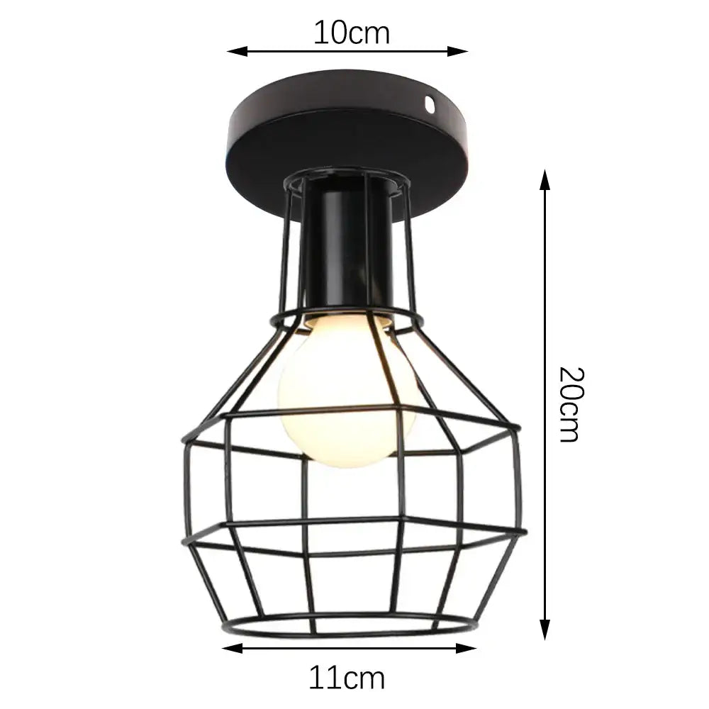 Industrial black iron aisle ceiling lamp with cage style design and warm bulb for decorbites iron aisle decorbites iron