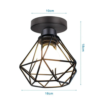 Black metal geometric cage ceiling light with warm glow for kitchen in decorbites iron aisle ceiling collection