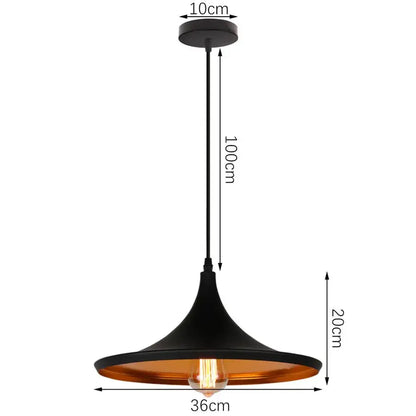 Industrial black iron pendant light with copper-lined conical shade and exposed Edison bulb for kitchen decorbites industrial iron pendant use