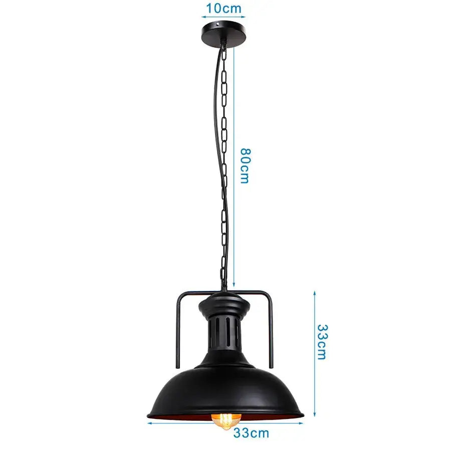 Black metal industrial iron pendant light with dome shade and chain suspension for kitchen decorbites industrial iron pendant use