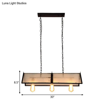 Industrial-style decorbites classic black island lamp with exposed bulbs dark metal frame and frosted glass panels