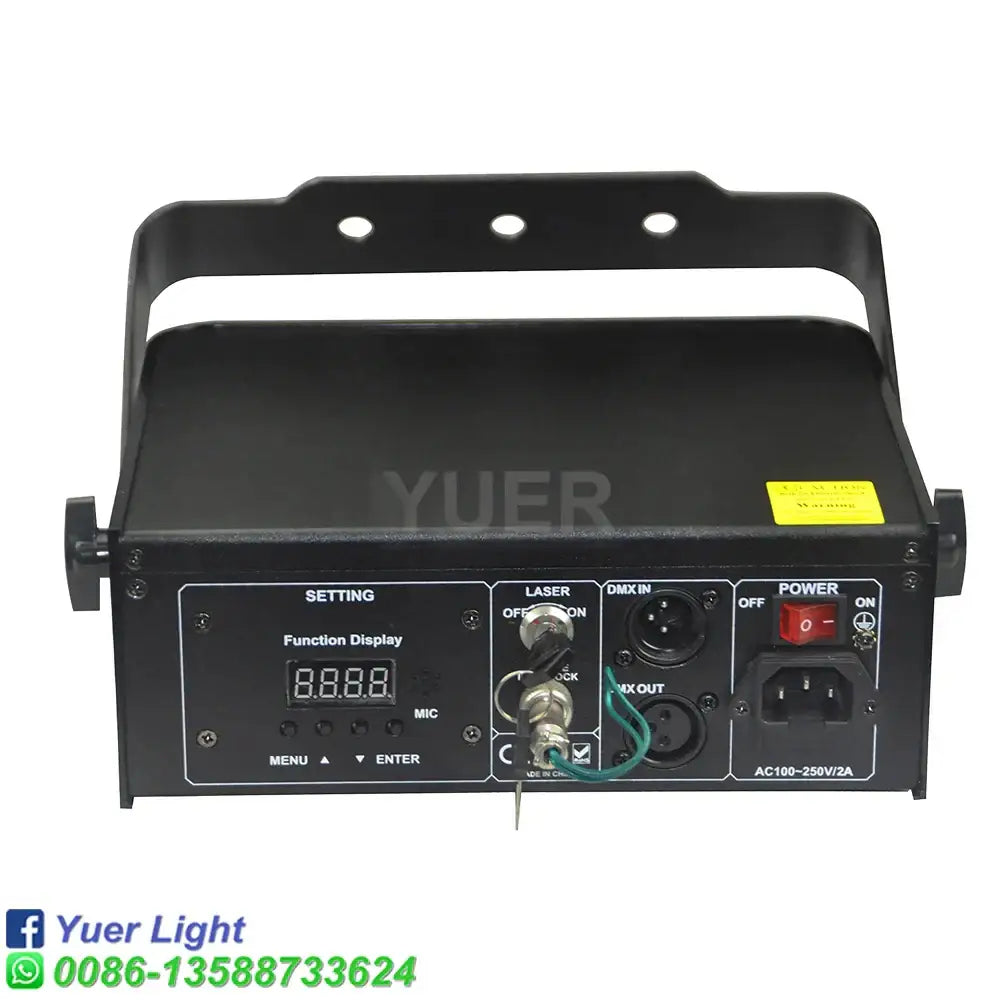 Black industrial led disco stage projector with digital display control buttons and multiple input output ports for dj light decorbites led