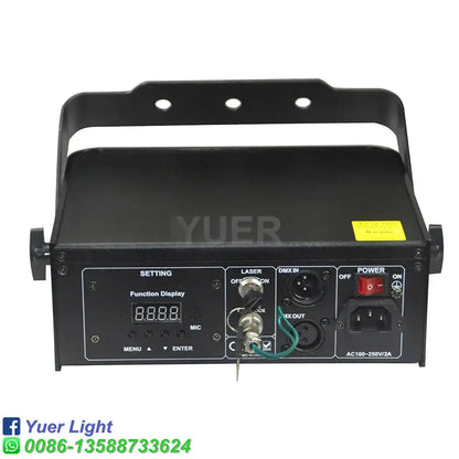 Black industrial led disco stage projector with digital display control buttons and multiple input output ports for dj light decorbites led