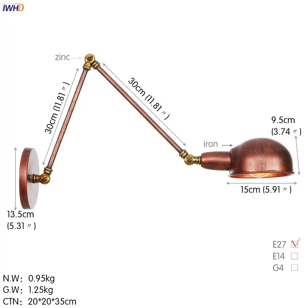 Copper-finished adjustable wall light with articulated arms and dome shade for decorbites loft antique edison bedroom use
